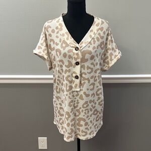 HEIMISH USA Cream Leopard Print Button Down Shirt